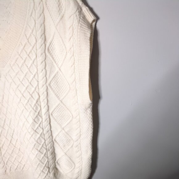 Madewell Cable-Knit V-Neck Sweater Vest Antique Cream Size Med Oversized - Picture 5 of 8